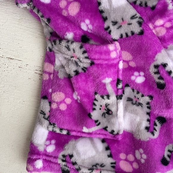 [ Girls Super Soft Purple Cat Belted Bathrobe] 4/5 - Picture 4 of 7